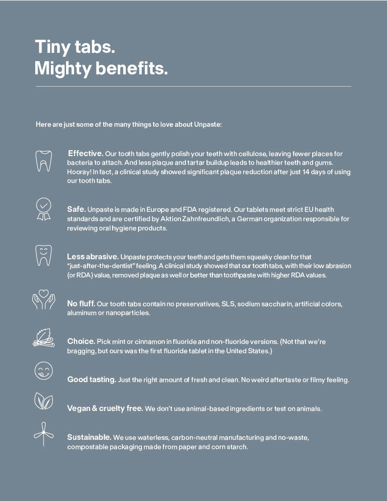 Unpaste Toothpaste Tablets FluorideFree & EcoFriendly Oral Care