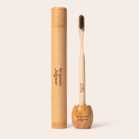 Bamboo Toothbrush, Holder, & Travel Case